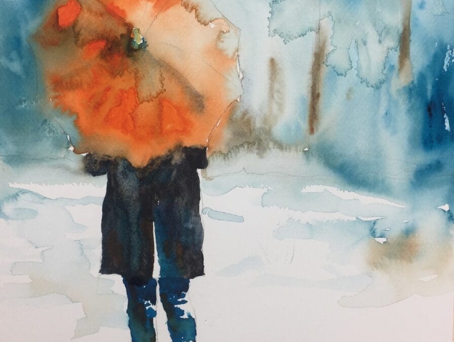 Girl with Orange Umbrella
