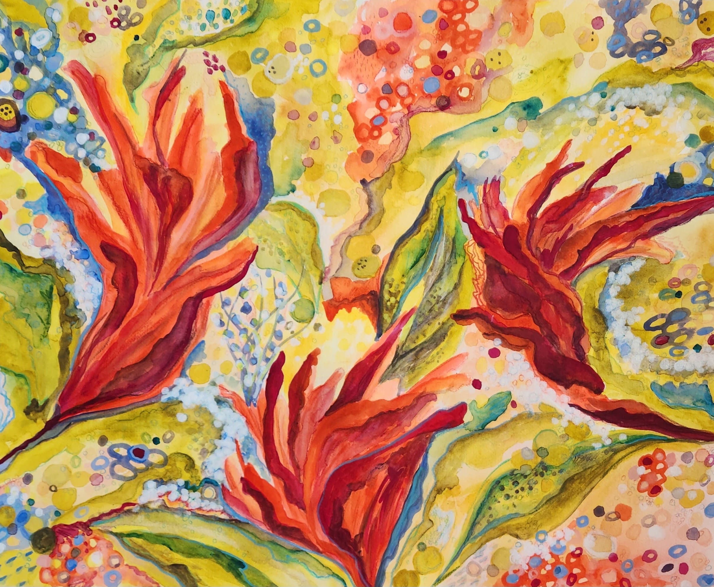 Buy-yourself-Flowers-watercolor-gouache-acrylic-and-pencil-on-paper-16×20-2023-Sydney-Davis