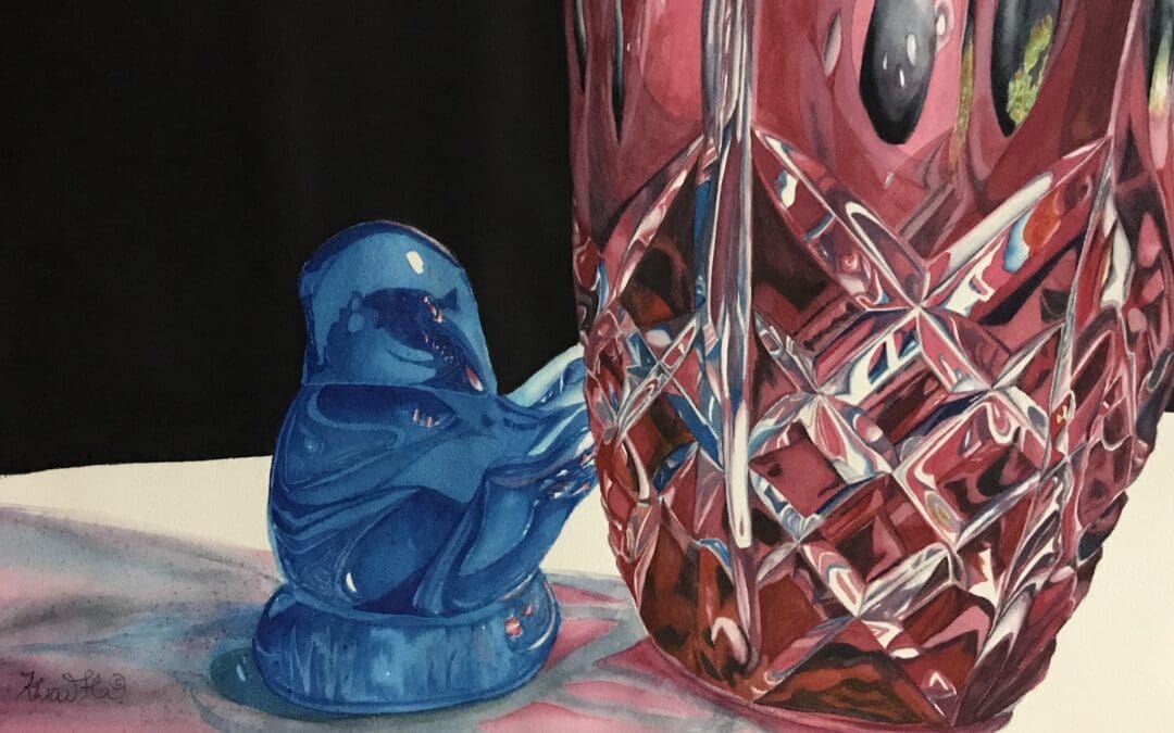 Love bird and Crystal vase