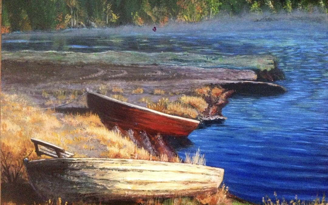 Beached boats in fall