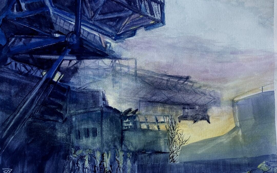 Coal excavator in the evening light