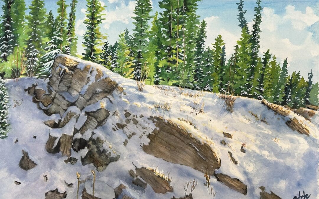 Sunny day with fresh snow.